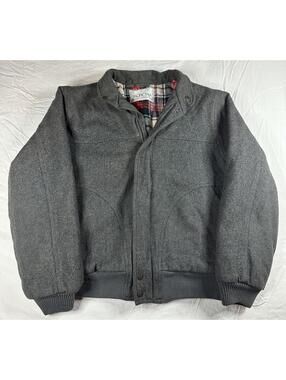 🧥🔥 Pacific Trail Wool Blend Bomber Jacket Plaid Lining Gray L 🔥🧥